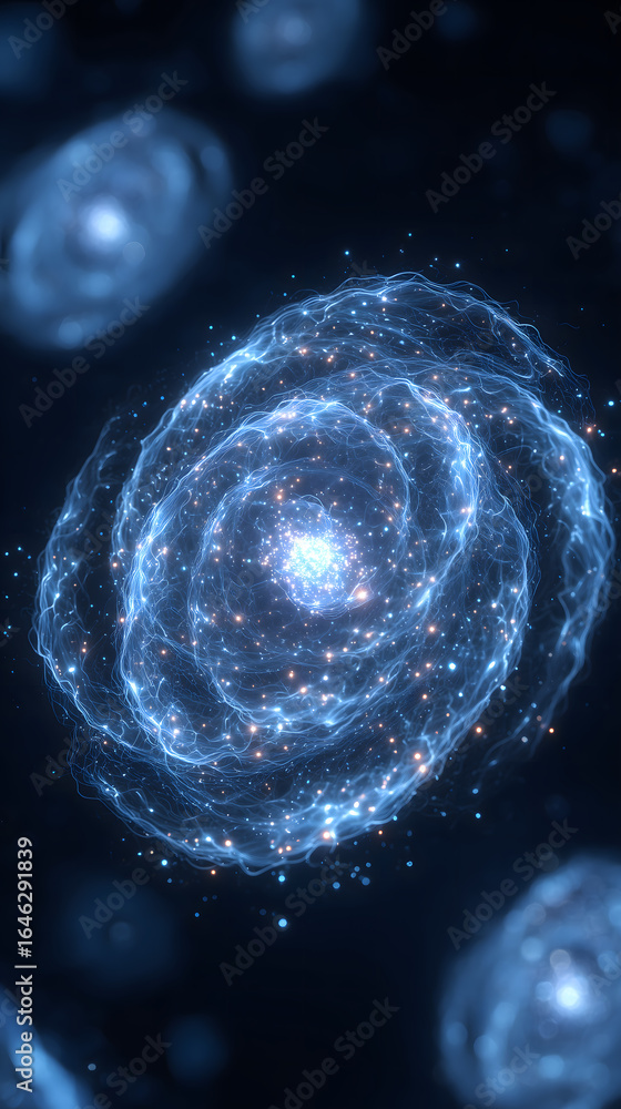 Poster rotating immune system hologram with swirling luminous patterns