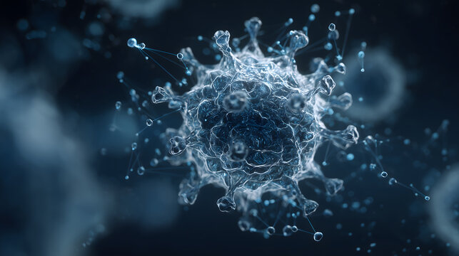 Rotating Holographic Virus Particle with Animated Molecules - Powered by Adobe