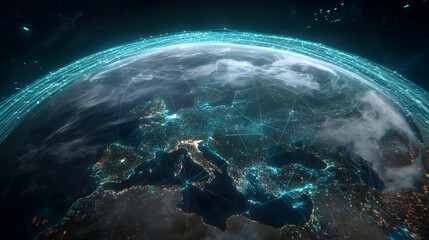 Rotating Planetary-Scale Holographic Earth with Overlaid Effects