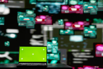Laptop with isolated display in empty space used to initiate a cyber crime, compromising IT...