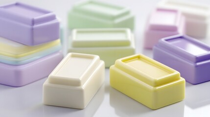 Fototapeta premium Close-up of colorful rectangular containers.