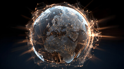 3D Hologram of Earth with Spinning Animation and Networks