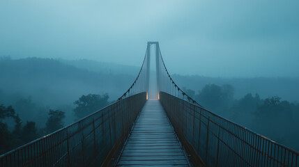 Obraz premium Cinematic Suspension Bridge Scene