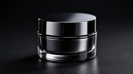 Black Aluminum Cosmetic Jar Mockup on Dark Background