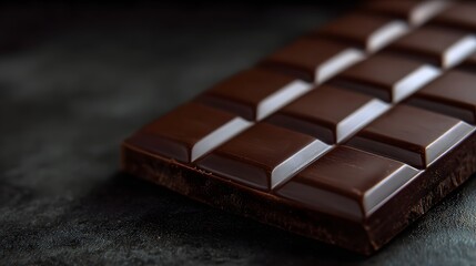 Dark chocolate bar with white chocolate stripes.