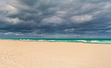 Horizon with sea cloudy sky. Calm horizon at sea. Romantic summer vacation seascape. Seascape...