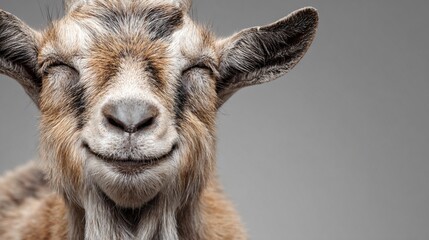 Obraz premium Happy Goat with Smiling Face on Transparent Background for Adobe Stock Photos