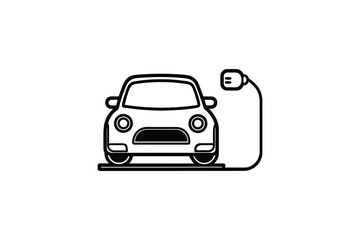 Obraz premium Simple line illustration of electric car charging on a white background silhouette