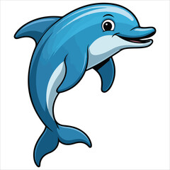 Ocean dolphin jumping vector graphic isolated white backdrop