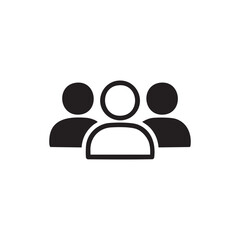 Three person group icon silhouette isolated on white background