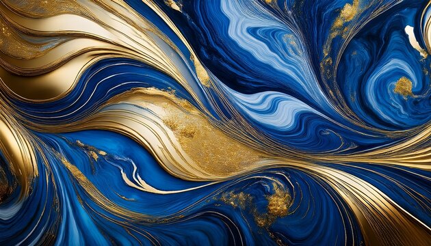 abstract swirling blue and gold marble luxury design marble abstract art generative ai