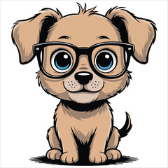 Playful dog wearing glasses vector illustration light background