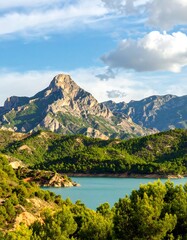 Fototapeta premium Mountain landscape with a reservoir