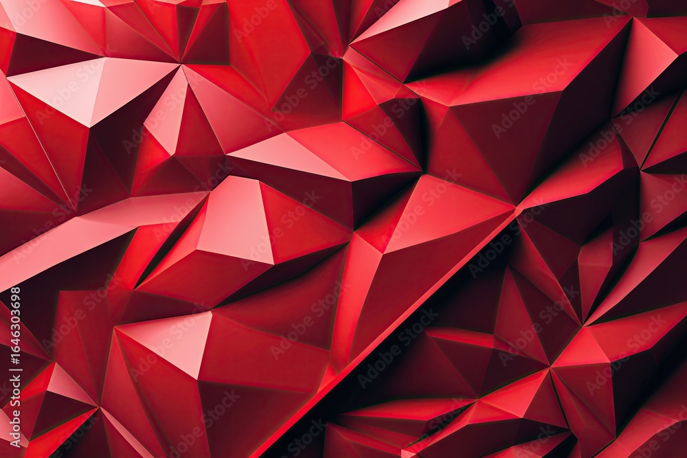 Poster 3d red organic geometric abstract background with angular line design for brochures and presentation