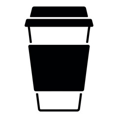 Black Silhouette of a Coffee Cup with Sleeve icon beverage