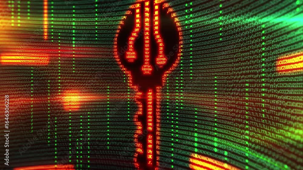 Aufkleber glowing key shape made of data on digital background