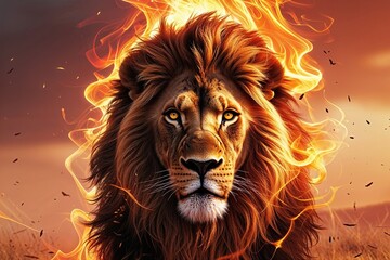 Naklejka premium Dynamic Lion Graphics for Engaging Storytelling in Heatwave Themes