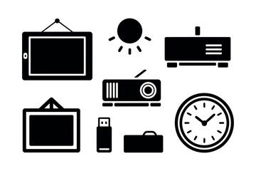 Collection Of Black Icons For Presentations And Technology