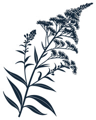 Naklejka premium Goldenrod Stem Silhouette Botanical Vector