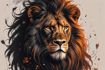 Naklejka premium Distinctive Charred Lion Artwork for Unique Home Decor