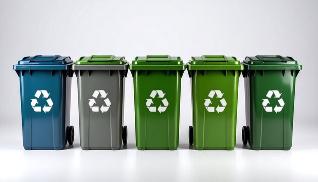 Row of recycling bins