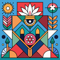 Colorful seamless floral pattern vector art illustration with vintage flower decoration