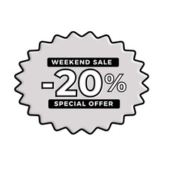 Weekend Sale Special Offer 20% Discount shop now tag sign badge banner with transparent background 