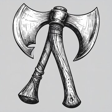 crossed axes woodcut style clip art preview