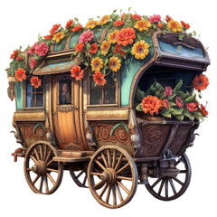 cart with flowers