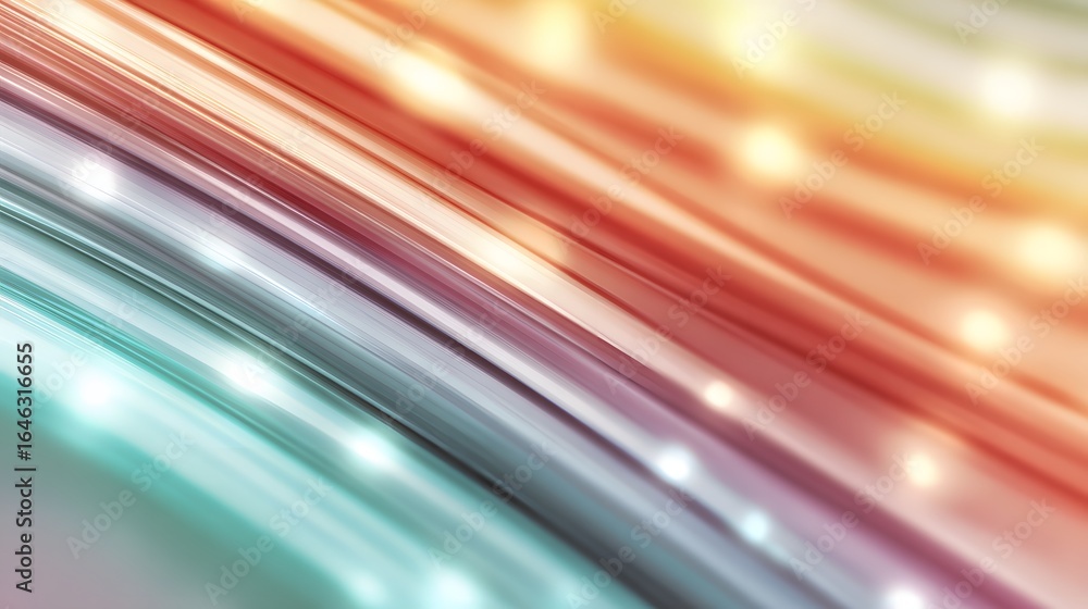 Poster abstract design with diagonal lines and glowing lights.