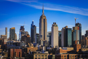 Midtown Manhattan skyline with modern skyscrapers on a clear day, New York, USA