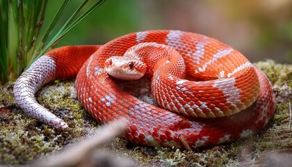Fototapeta premium captivating red and white adder on display