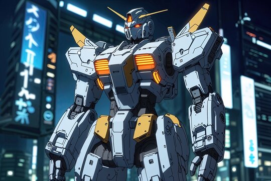 Stunning Futuristic Anime Wallpaper Featuring High-Tech Mecha Designs