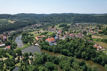 Obraz premium Sazava Monastery aerial panorama, major historical religious site in Bohemia