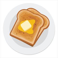 Two white bread slices vector illustration isolated