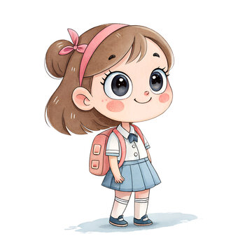 3D Cute Student Schoolgirl &ndash; Adorable Female Character Illustration in School Uniform