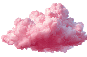  Pink cloud, clipart style, isolated on a white background, no shadow, high resolution  
