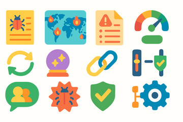 Business, productivity flat icon set. efficient, professional workflow flat icons