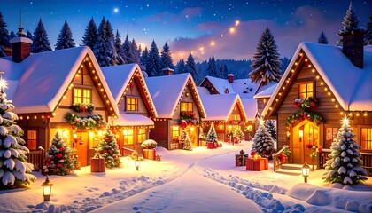 Snowy Christmas village at night (1)