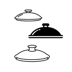 Set of Kitchen Lid Icons in Solid and Outline Style

