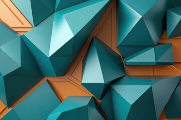 Obraz premium 3D Teal Angular Geometric Abstract Background for Technology Flyers and Futuristic Graphic Design Layouts