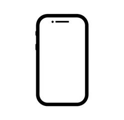 Modern Smartphone Outline Vector Icon with Blank Screen

