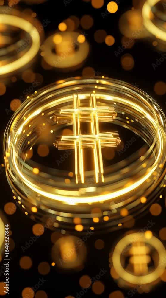Aufkleber digital currency luminescence: a luminous representation of a digital currency, aglow with golden li