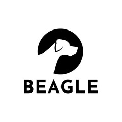 Obraz premium Beagle dog head silhouette logo. Logo for pet clinic, pet care or pet rescue