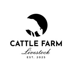 Cow Logo. Cattle Angus Livestock Farm Logo Design