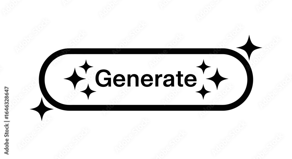 Fototapete minimalist vector graphic of a sparkling generate button. a clean black and white icon for user inte