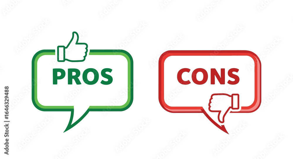 Poster pros and cons of a decision visual representation of positive and negative outcomes