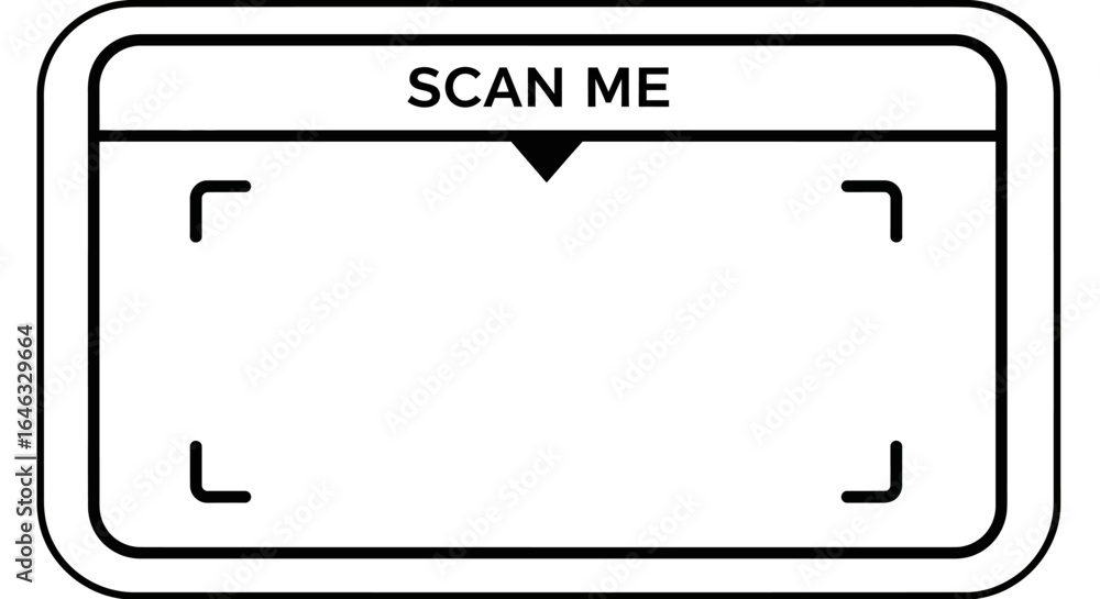 Poster scan me icon with a camera frame for scanning a qr code or barcode. mobile technology interface conc