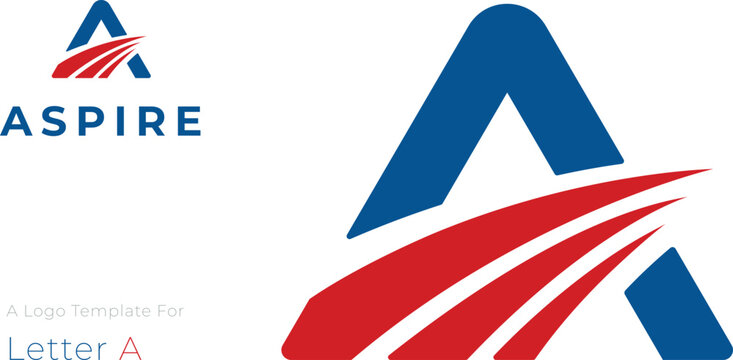 Logo design featuring the letter A with red and blue elements for aspiring brands and businesses