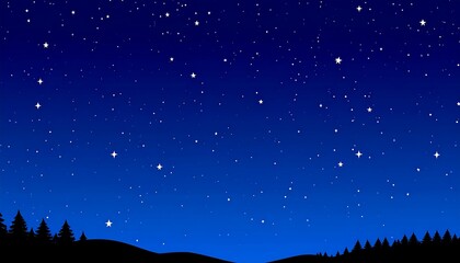 Night sky over dark hills